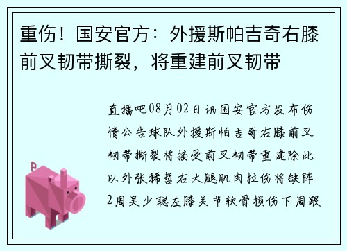 重伤！国安官方：外援斯帕吉奇右膝前叉韧带撕裂，将重建前叉韧带